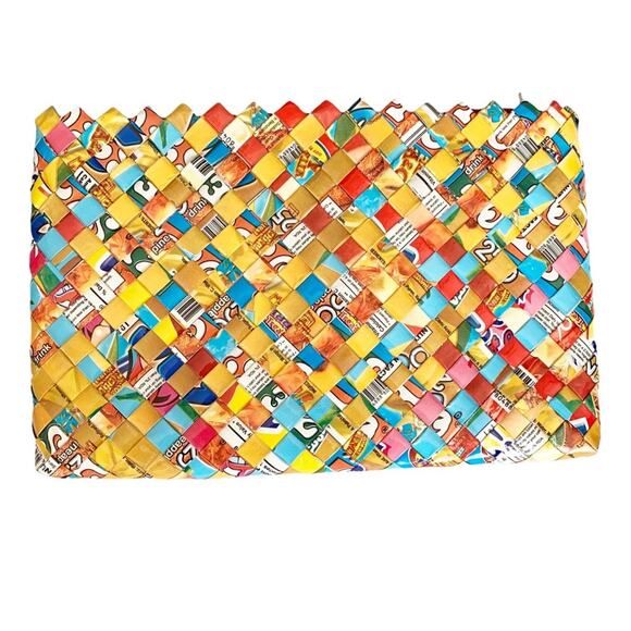 Recycled Candy Wrapper Woven Clutch Y2K - Picture 1 of 3